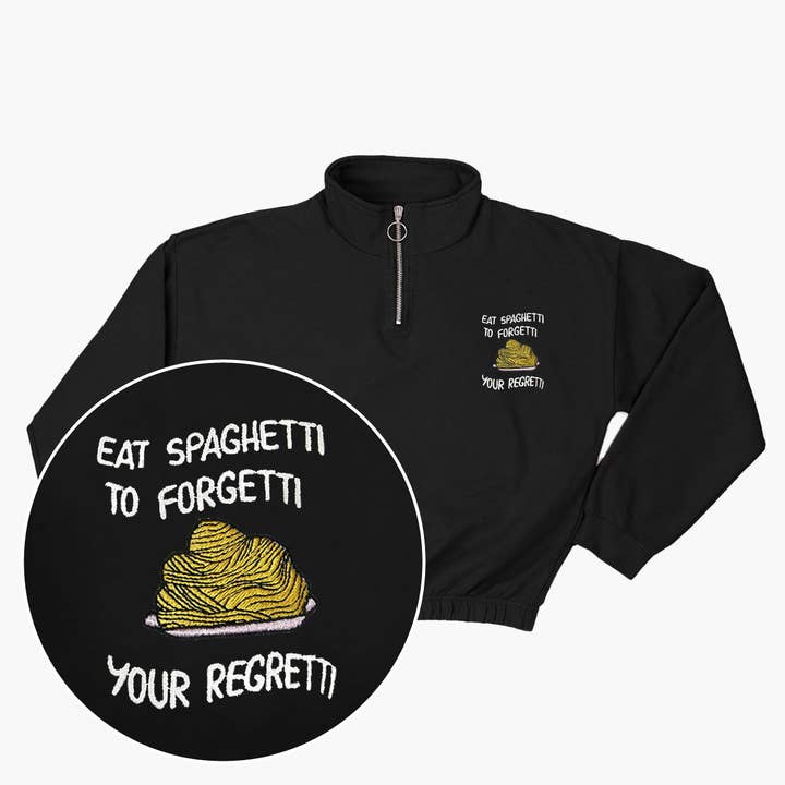 Geborduurd sweatshirt met 1/4 ritssluiting van Eat Spaghetti voor wholesale door SassySpud