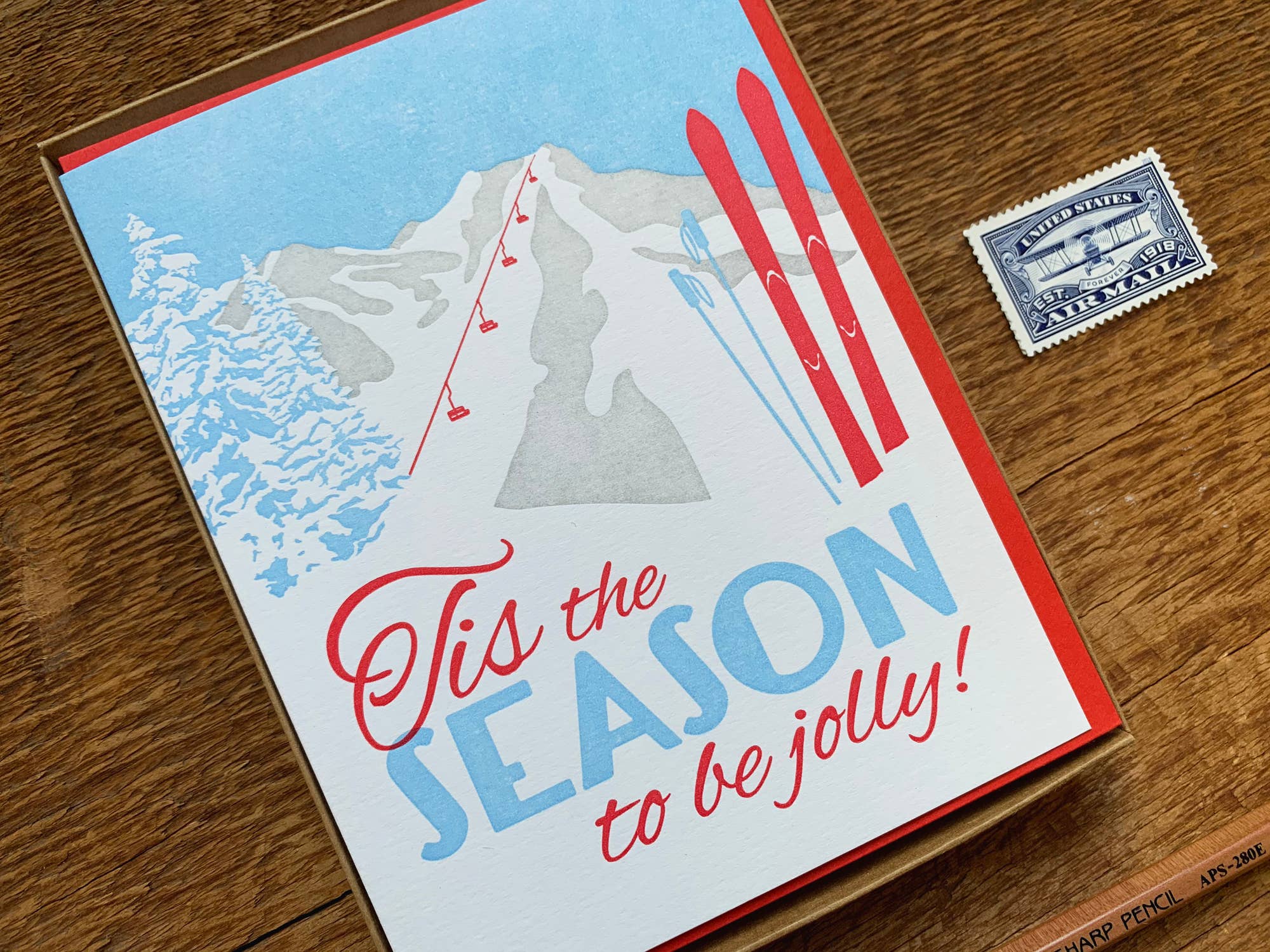 Noteworthy Paper & Press - Wholesale Season's Greetings Card - Tis Skis Card5