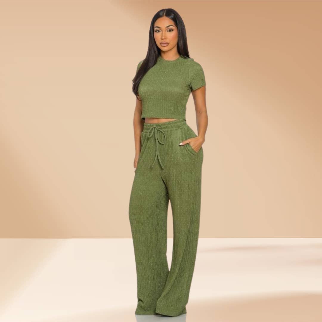 Celystrends – Engroshandel Top- og buksesæt (IKKE Loungewear) - Dame – Pyntet todelt buksetsæt med kort top og snoretræksbukser29
