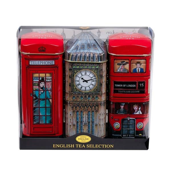 mOrganics Beauty – Engroshandel Teposer – Heritage Range Bus, Big Ben, Telefonboks Triple Pack Gavesæt0
