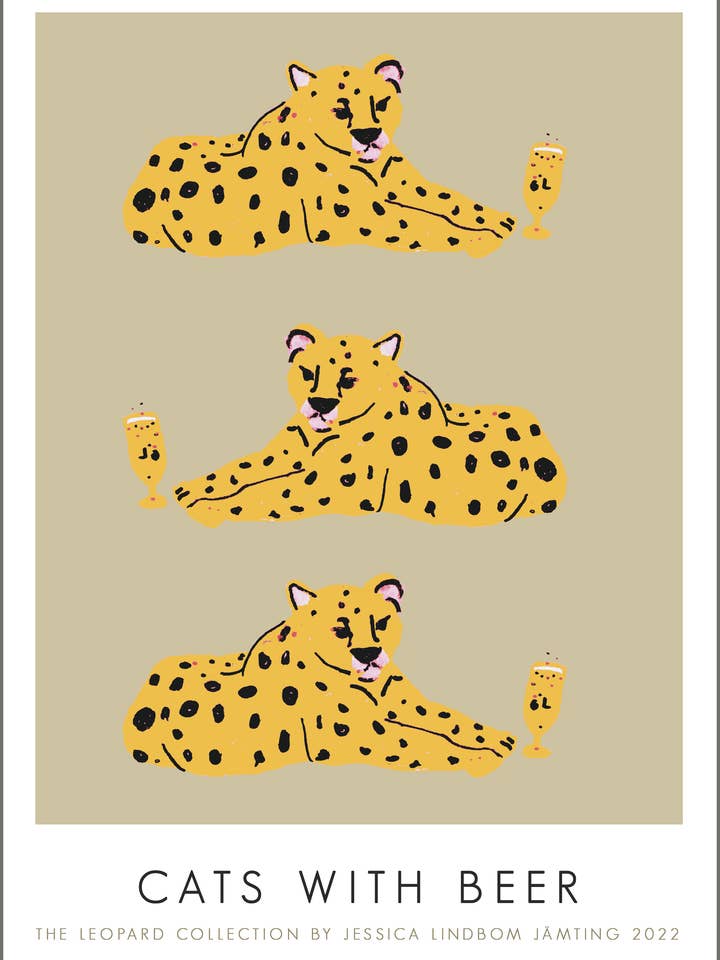 Katte med øl - Indlæg af Jessica Jämting for engroshandel hos Jessica Jämting Art