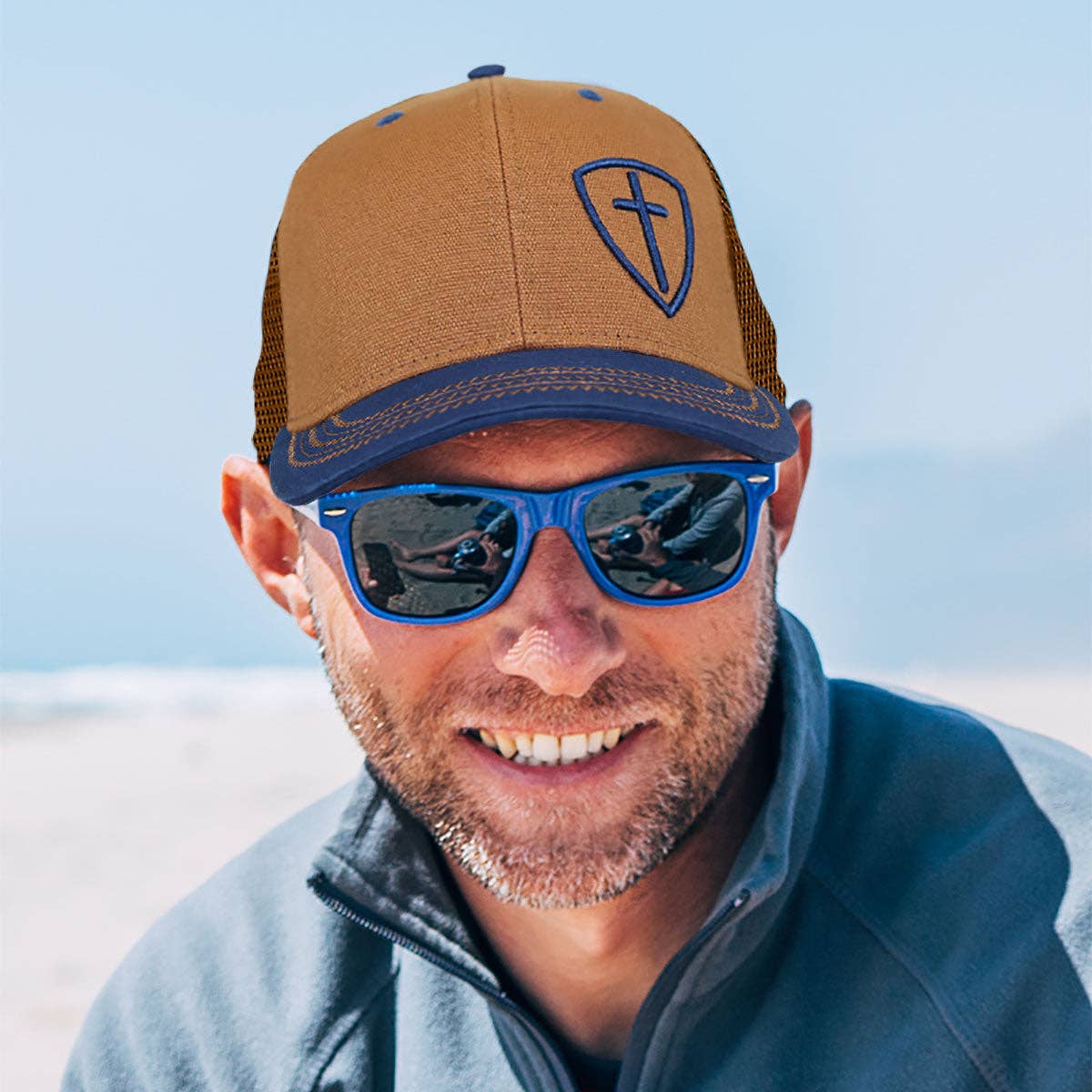 Kerusso Mens Cap Blue Cross Shield for wholesale on Faire4