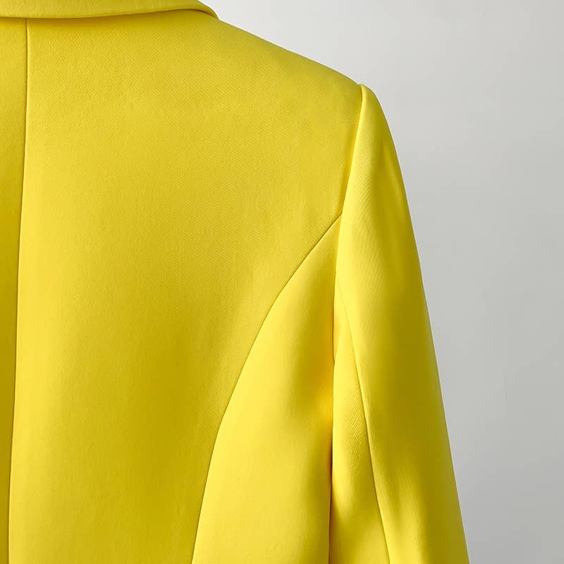 Giallo BL045 Runway Fashion Blazer da donna con piume dritte in vendita all'ingrosso su Faire8