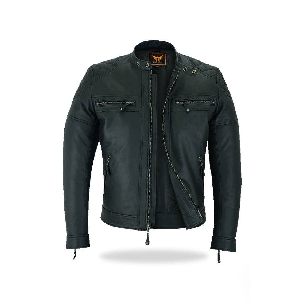 Tackfield - Wholesale Leather Jacket - Men's - Cafe Racer Men's Hand Quilted Jacket Premium Cow Aniline Leather3