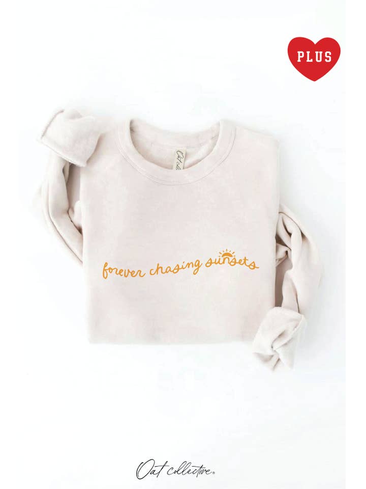 OAT COLLECTIVE - Wholesale Graphic Sweatshirt - Women's - FOREVER CHASING SUNSETS Plus Graphic Sweatshirt