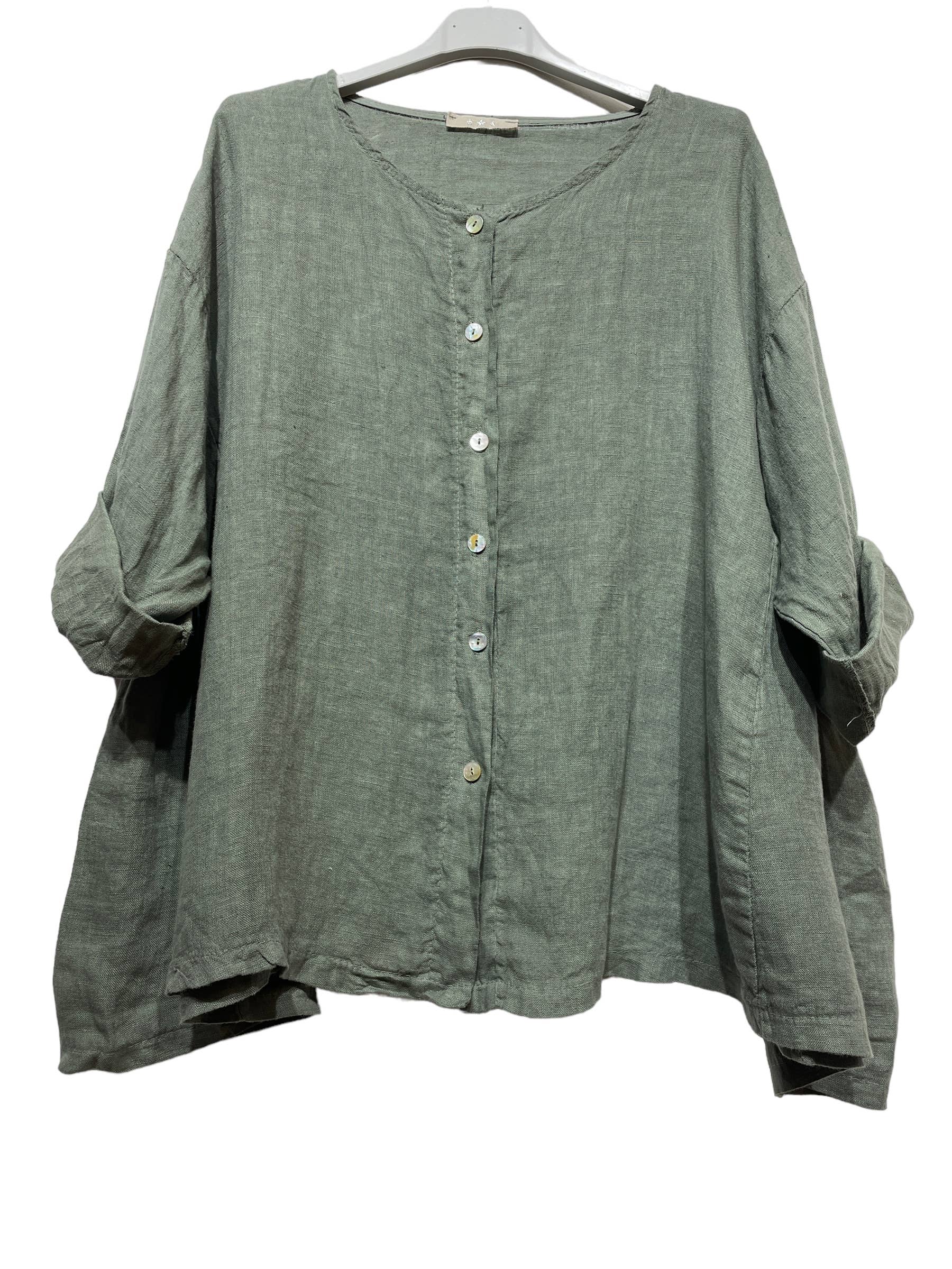 LINEN & COTTON HOUSE – Großhandel Hemd mit Button-down-Kragen – Damen – 61911 Bluse aus Leinen und Baumwolle – Einheitsgröße17