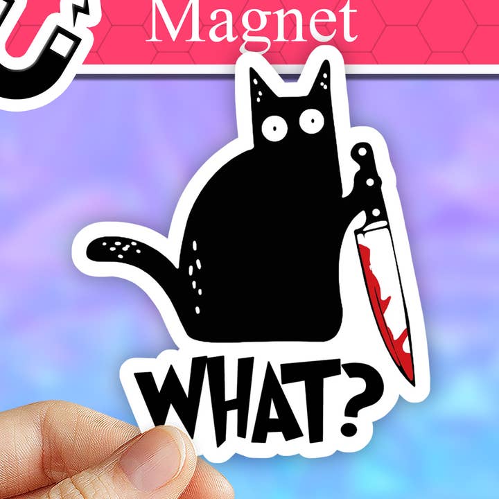 Neya Sticker Shop - Wholesale Magnet - Black Cat What funny fridge magnet, cat meme car magnets0