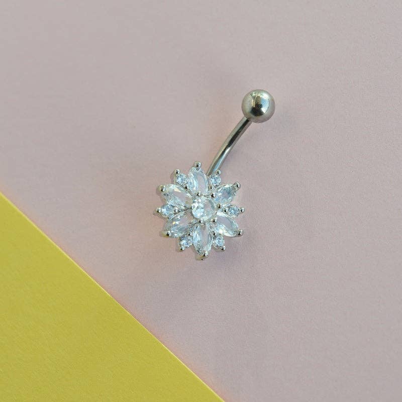 StockJWL - Wholesale Belly Ring - Lotus Flower Navel Piercing, Belly Button Ring, Belly Button Piercing, Curved Barbell, Belly Piercing, Belly Bar, Belly Ring, Purple6