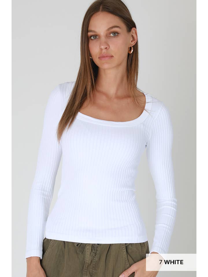 NIKIBIKI - Wholesale Knit Top - Women's - NS8426 - Wide Ribbed Square LS Top