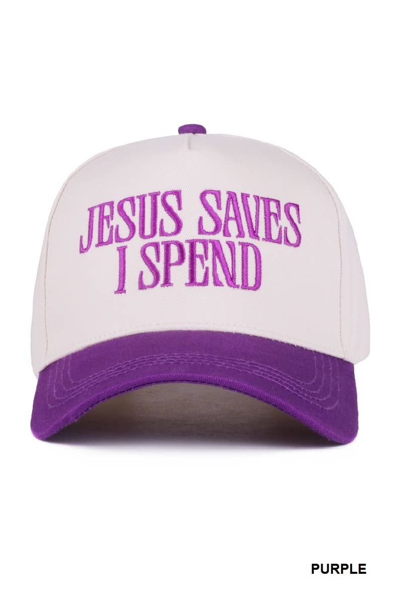 42POPS – wholesale Baseball cap – Unisex – ,,, 0827 Jesus Saves I Spend Two Tone Canvas Cotton Cap SI-279950