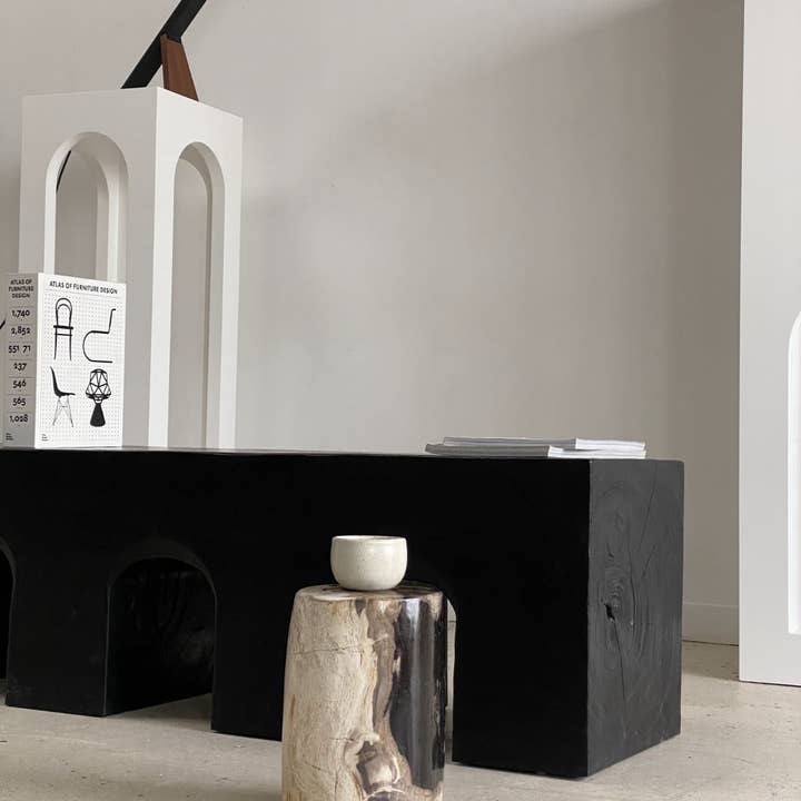 Office Objets - Wholesale Bench - Solid monoxyle wooden bench with sculpted base in 3 arches - Black color36