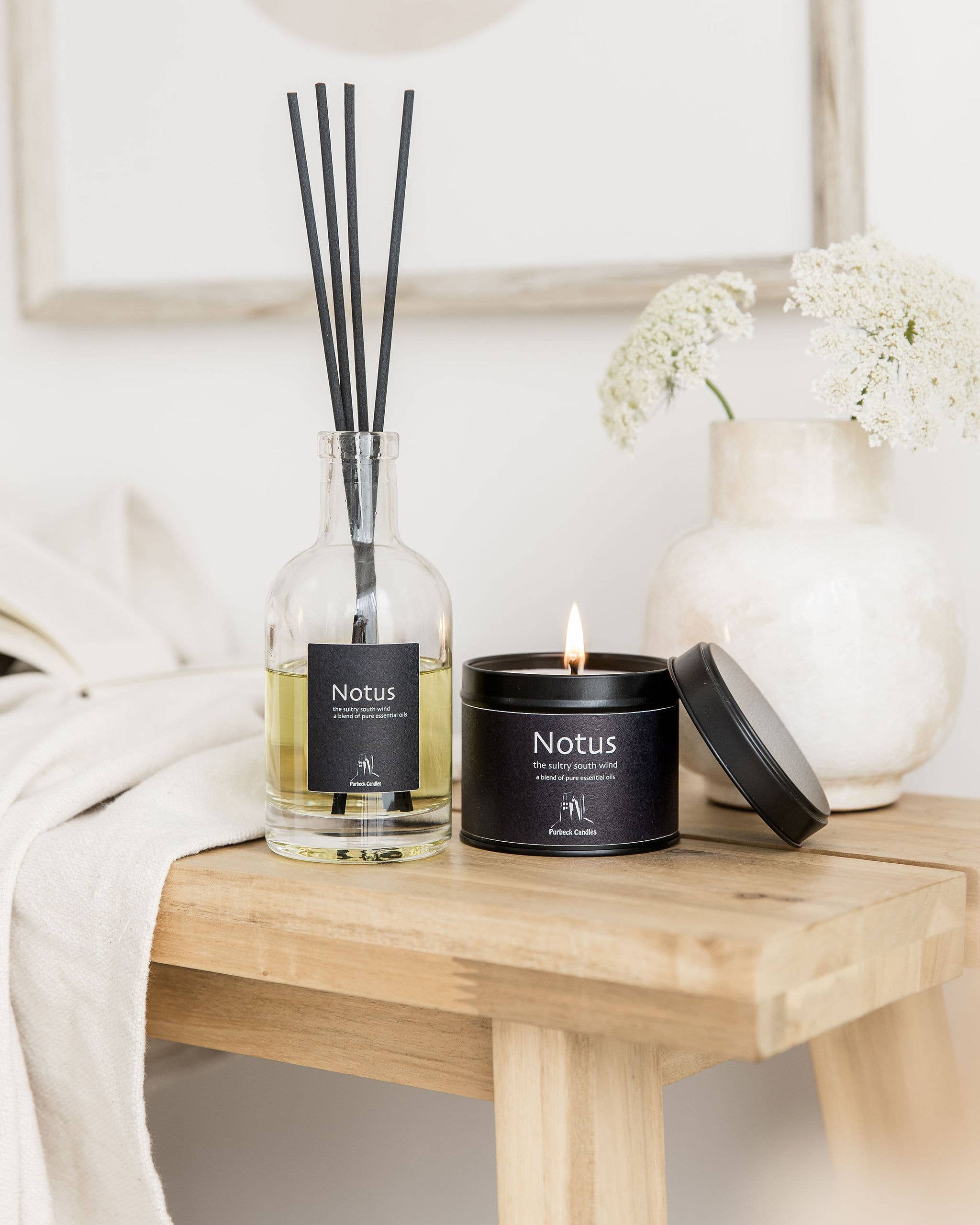 Purbeck Candles – wholesale Travel candles – Elements Range - Notus  Essential Oil Candle 200g black Tin1