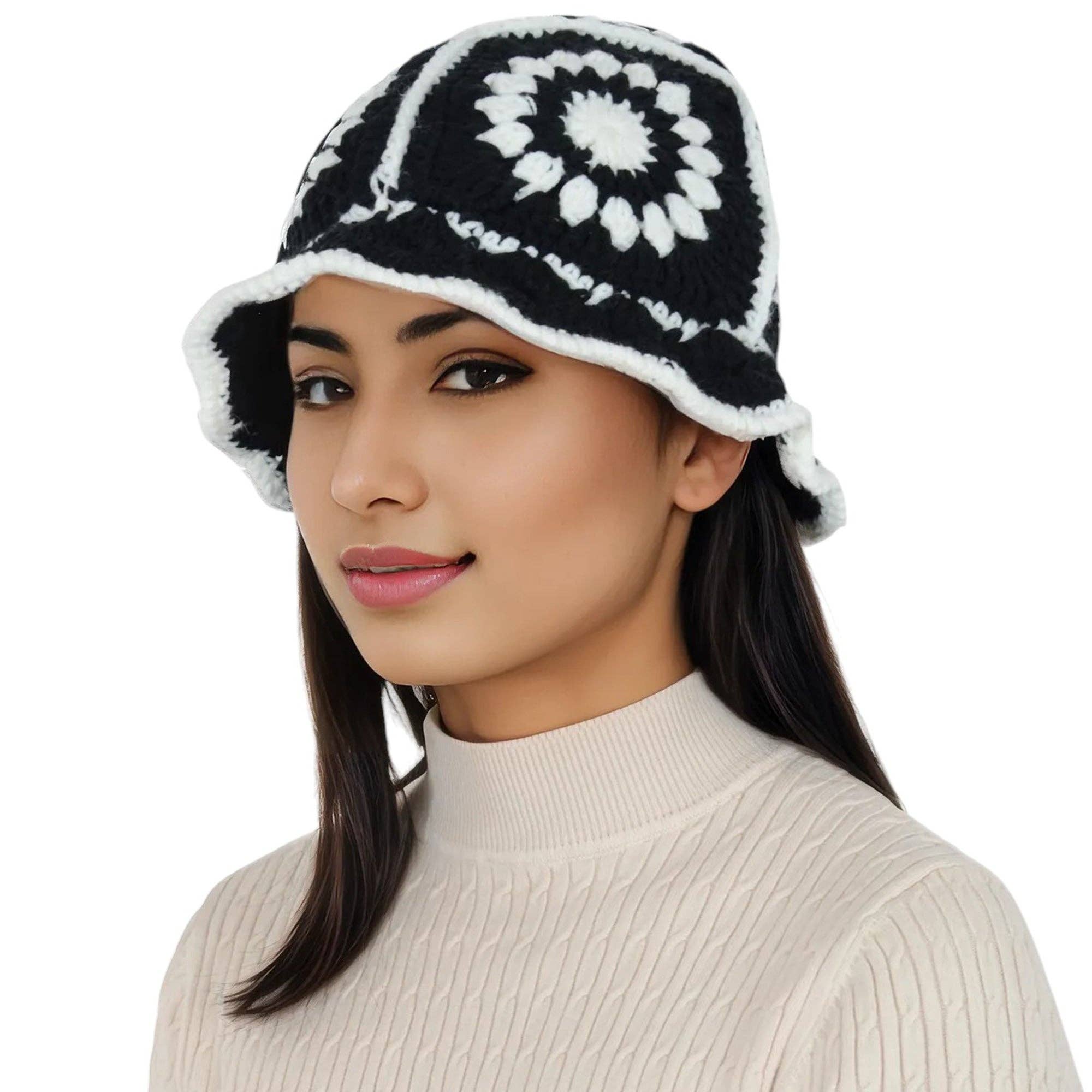 AK Brand – Engroshandel Bucket hat - Dame – Hæklet bøllehat retro solstråle strik foldbar strandhat6