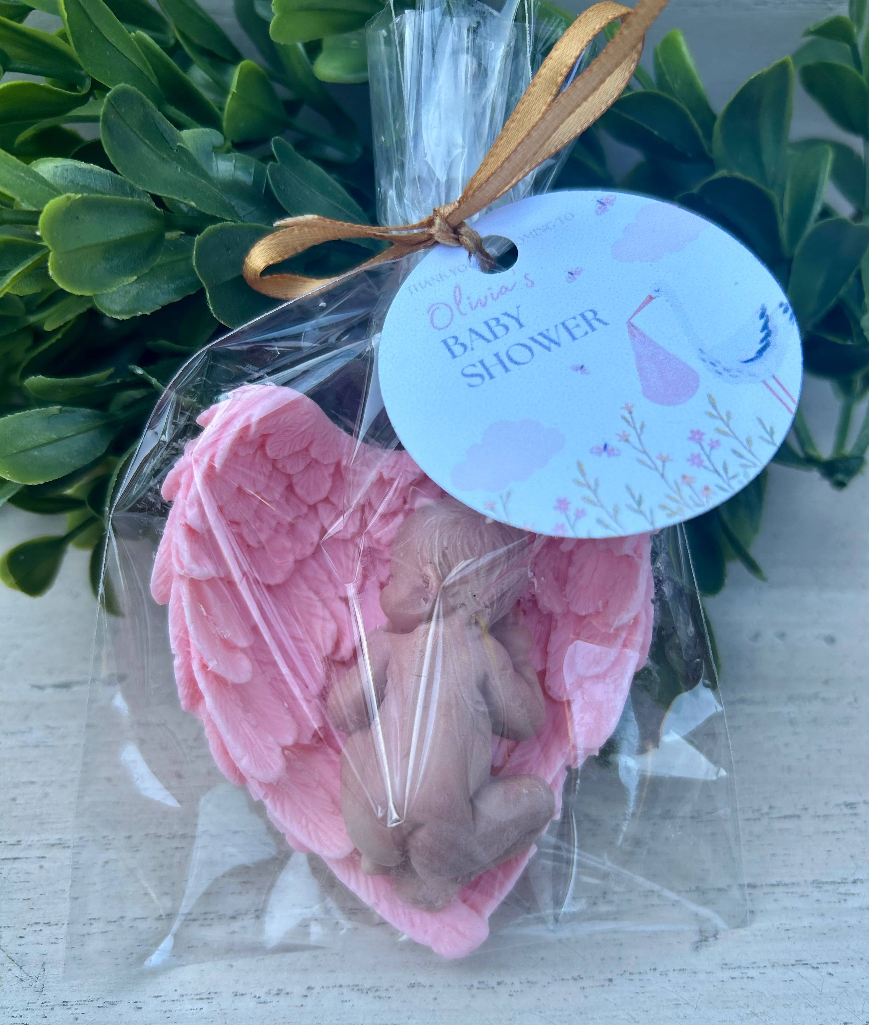 Plunk Soap and Candle Company – wholesale Party gift – 10 Angel Wing and Newborn Baby Soap Favors for a girl0