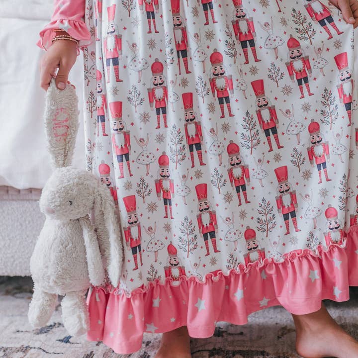 Oopsie Daisy - Wholesale Nightdress - Kids - Girls Pink Star Nutcracker Christmas Holiday Lounge Gown3