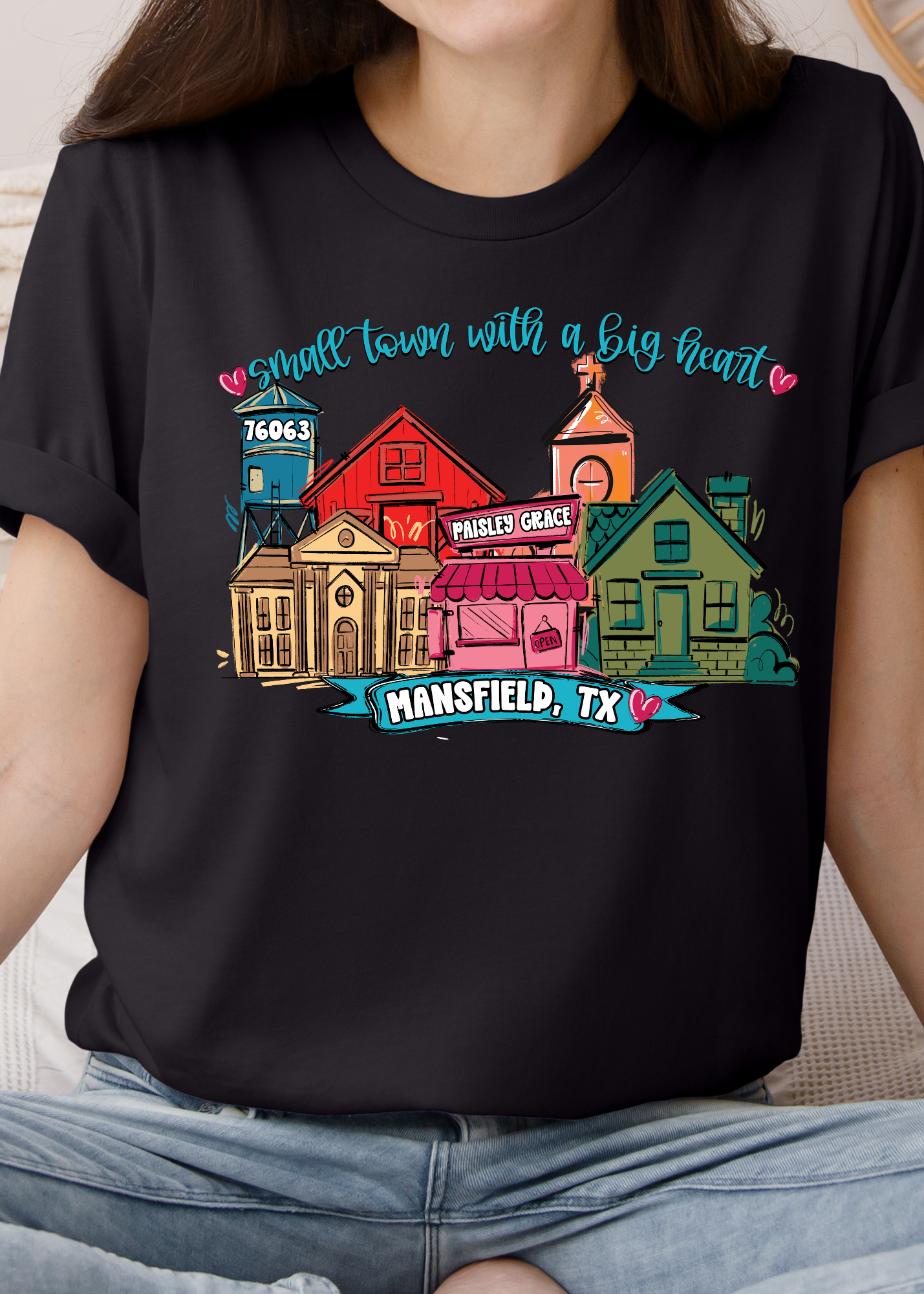 Forty One Threads Wholesale - Wholesale T-Shirt (Graphic) - Women's - Small Town, Big Heart Custom T-shirts0