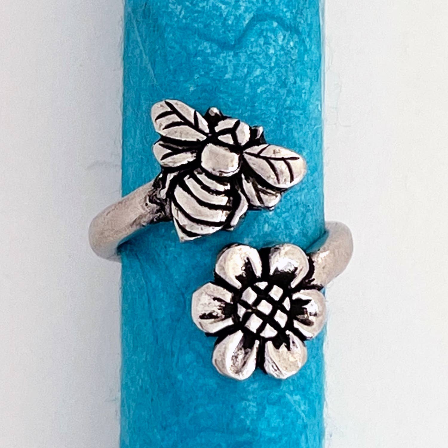Basic Spirit - Wholesale Band/Stacked Ring - Bee/Flower Adjustable Ring