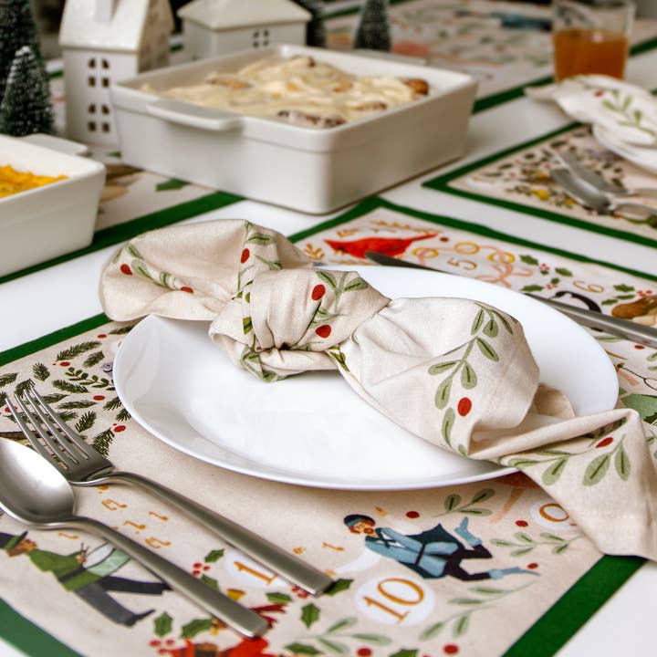 1canoe2 | One Canoe Two Paper Co. - Wholesale Dinner & Cloth Napkin - 12 Days of Christmas Cotton Cloth Table Napkins Set1