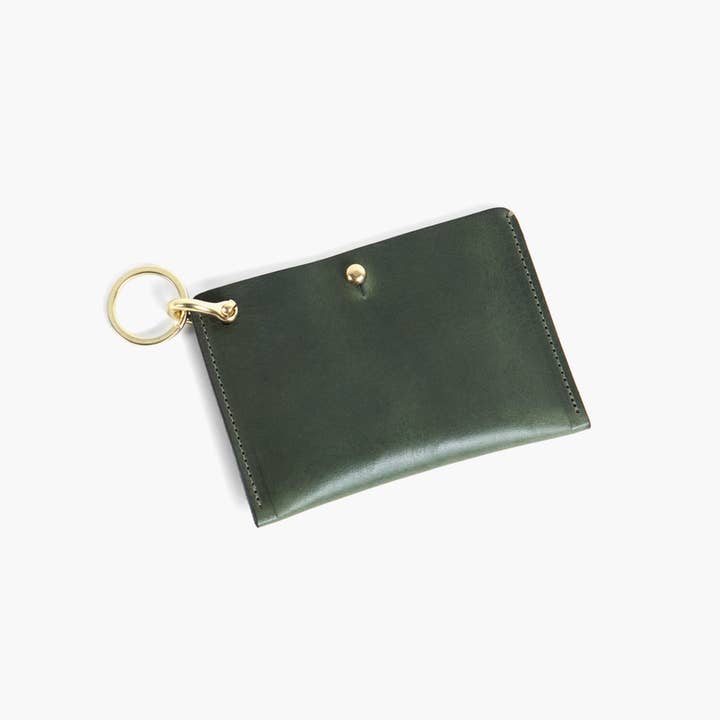 Vegetable Tanned Leather Keychain Card Case - Green for wholesale by Sylvan Park