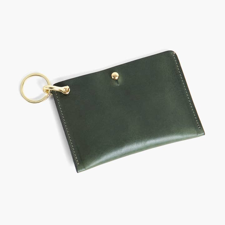 Vegetable Tanned Leather Keychain Card Case - Green for wholesale by Sylvan Park