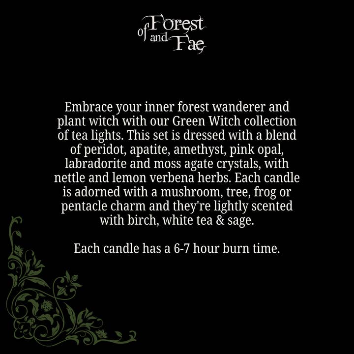 of Forest and Fae - Wholesale Tea Light Candles - Green Witch Tea Light Candle Set • Crystal & Herb Candles1