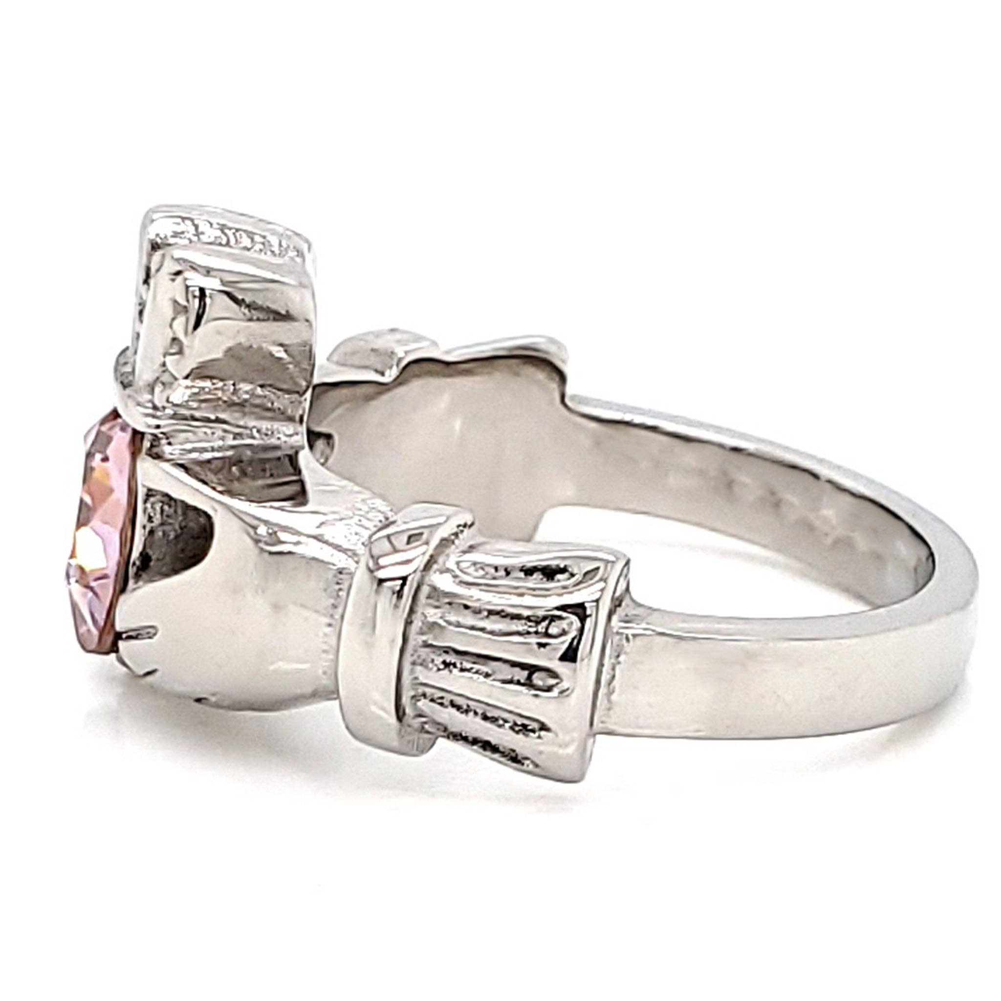 WJW – wholesale Multi-stone ring – White Gold over Brass Claddagh with CZ Birthstone Ring 29