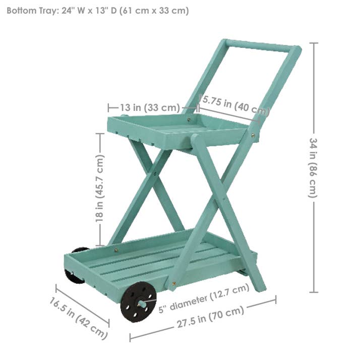 Sunnydaze Decor - Wholesale Plant Pot Stand - 2-Tier Fir Wheeled Planter Stand - Robin Egg Blue
