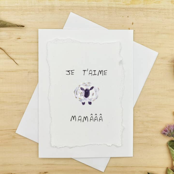 Je t'aime Mamââ - Carte Peinte à La Main pour la vente par Irony Art