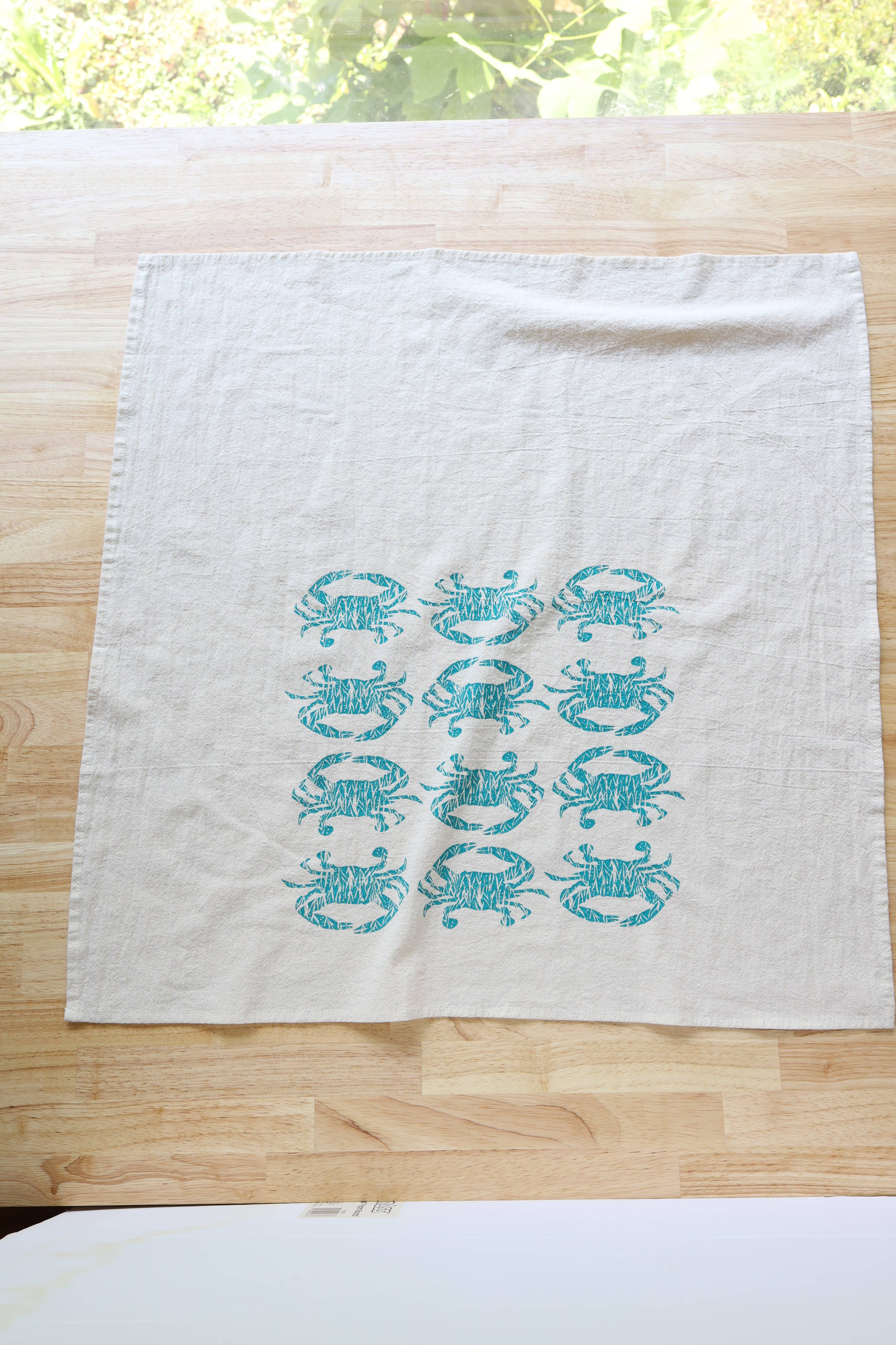 The High Fiber - Wholesale Tea Towel - Crab Handprinted Kitchen Towel, Coastal Tea Towel, Blue Crab7