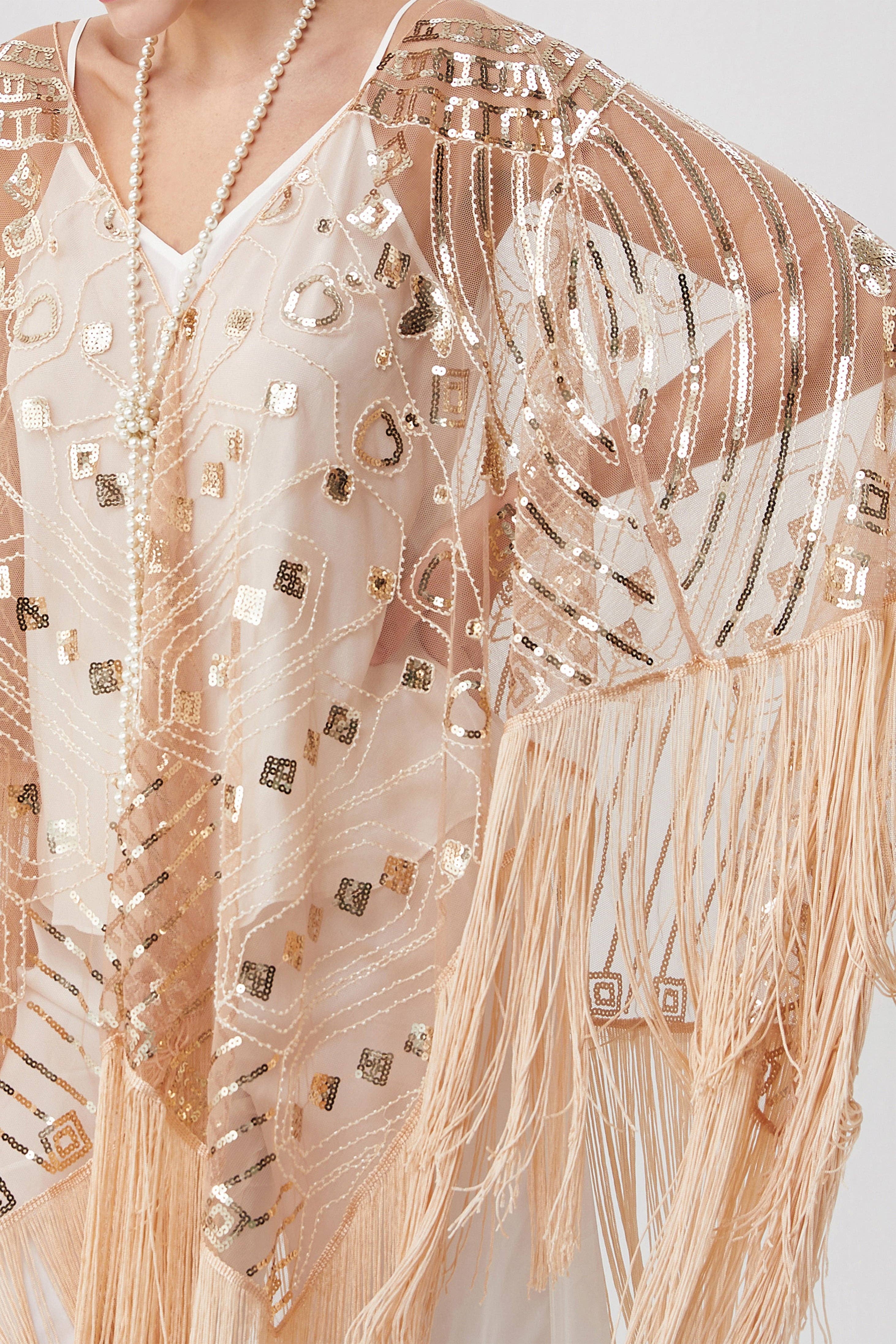 BABEYOND – wholesale Wrap – Women's – 1920s Knee Length Fringed Shawl15