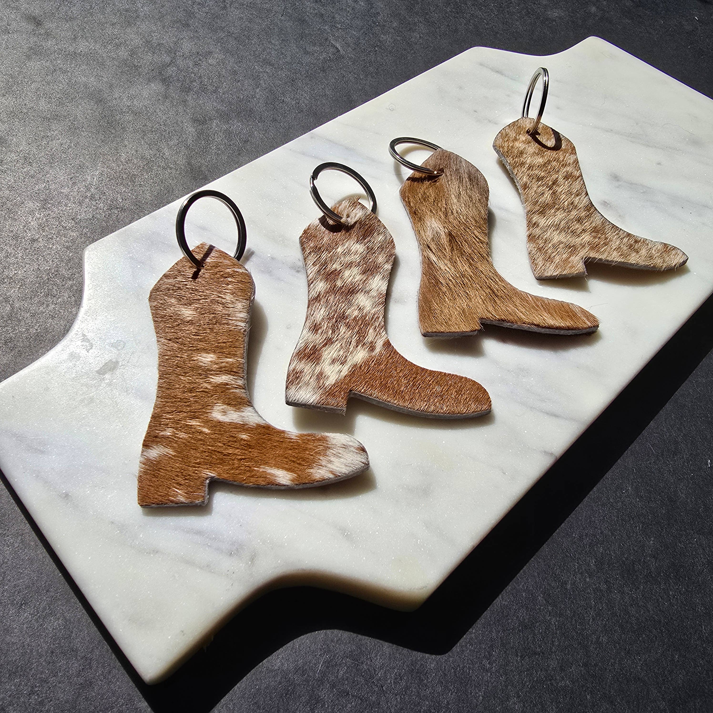Ranchers Closet - Wholesale Keychain - Women's - 10 pcs. Genuine Cowhide Boot Keychain – Handmade Hair-On7