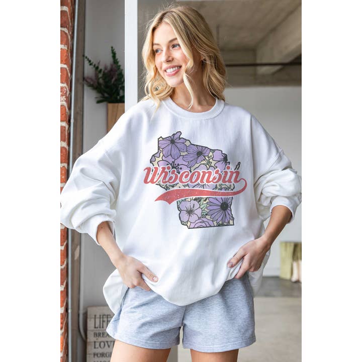 Felpa oversize WISCONSIN FLOWER STATE per la vendita all'ingrosso da parte di BLUME & CO.