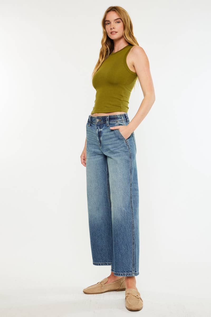 MEDIO JEANS A VITA MEDIA LARGA A GAMBA DRITTA APERTA-KC2610M in vendita all'ingrosso su Faire2