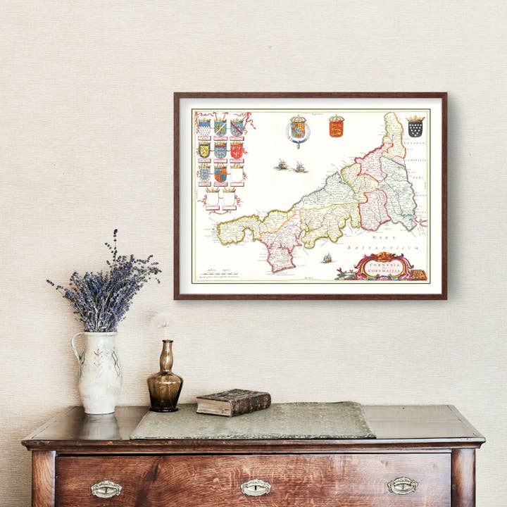 Ted's Vintage Art - Wholesale Map - Vintage Map of Cornwall, 16651