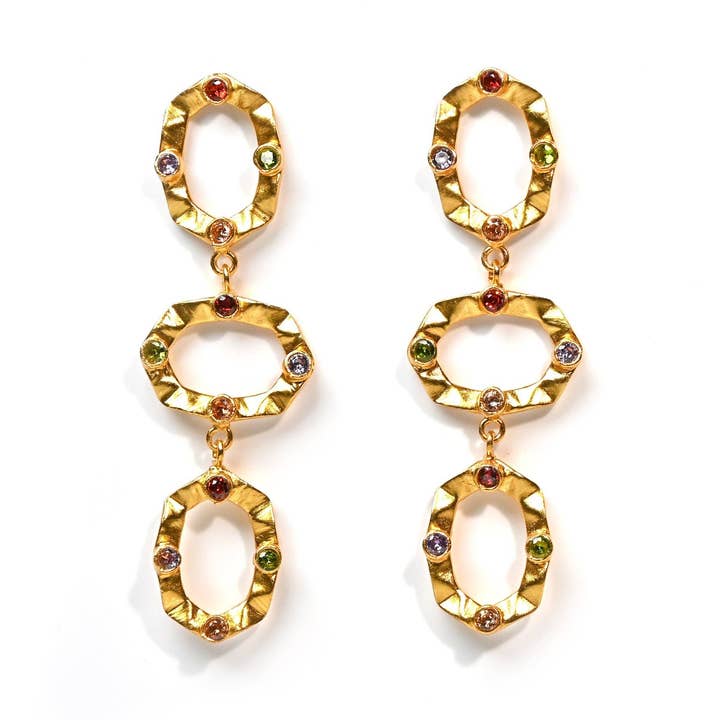 Boucles d'oreilles Sasha à 3 niveaux (Quartz Hydro) Boucles d'oreilles statement pour la vente par Gemajesty Jewellery