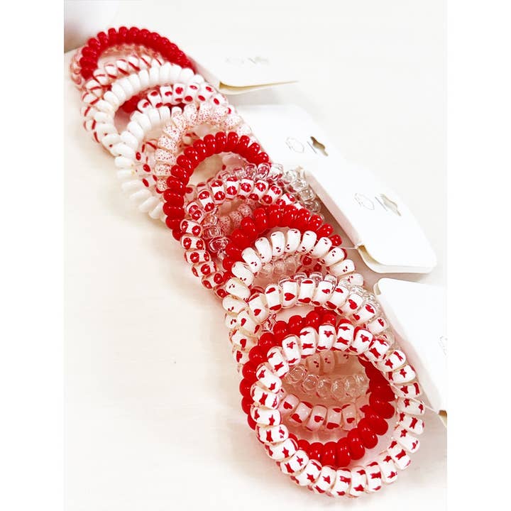 Red Color Theme mixed Spiral Hair Ties for wholesale by Love and Repeat