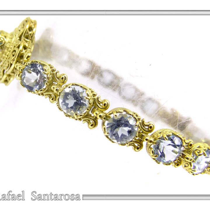 RAFAEL SANTAROSA - Vente Bracelet tennis - Bracelet en fines pierres multiples filigrane byzantin5