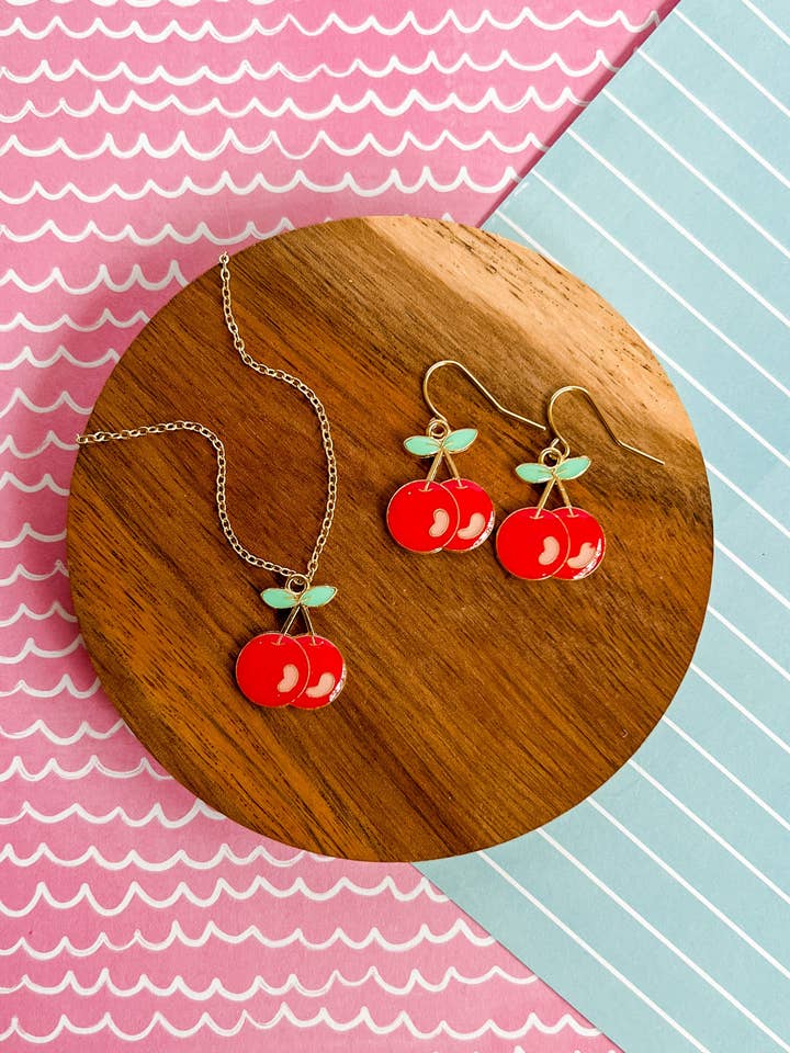 Cherries Jubilee Necklace and Earrings for wholesale by Benny & Beans