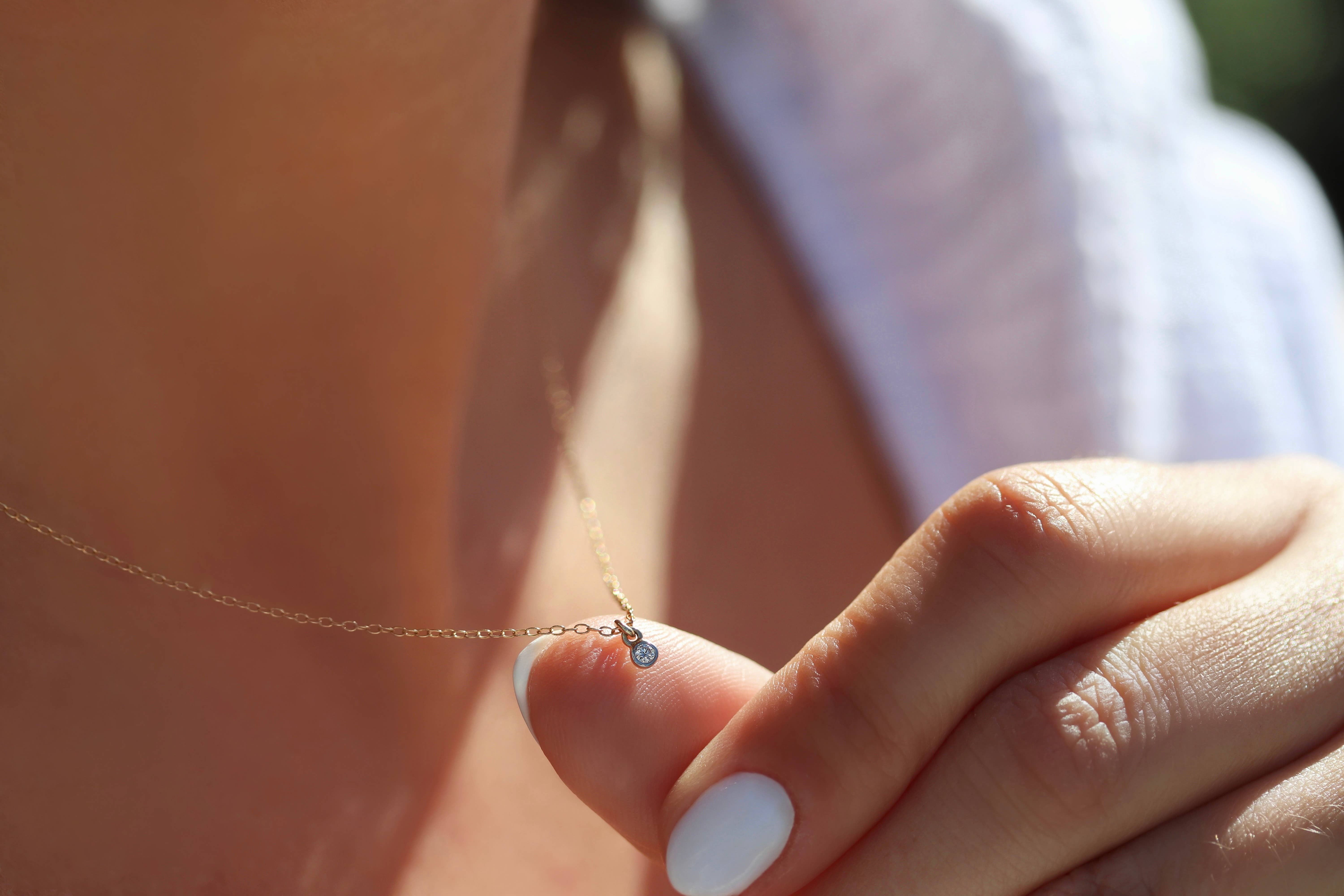 Kaylie Dawn Jewelry - Wholesale Pendant/Charm Necklace - Tiny Real Diamond Necklace Dainty Gold Filled Chain Handmade4