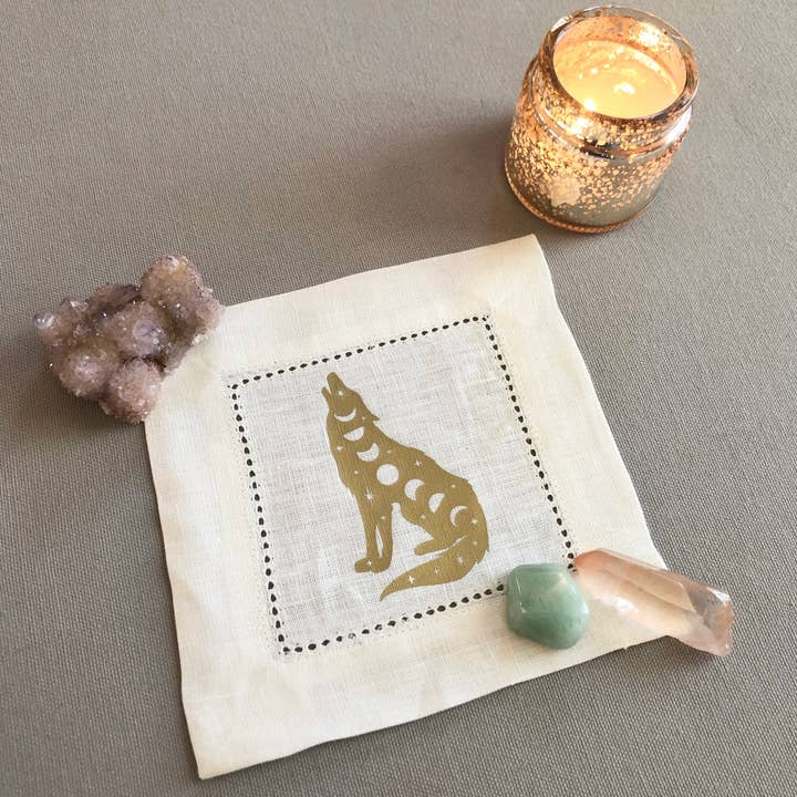 Wishcraft Goods - Wholesale Meditation Supplies - Mystic Moon Wolf Mini Altar Cloth2