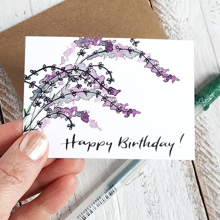 The Painted Pen - Wholesale Birthday Card - Lavender Mini Cards3
