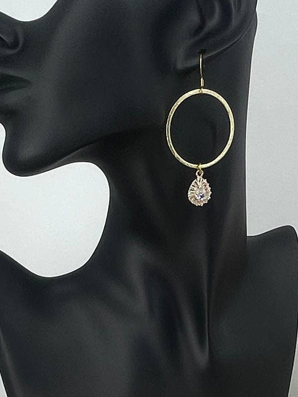 Golden Halo CZ Teardrop Hoop Earrings for wholesale by Magnolia & Peach Jewelry Boutique, LLC