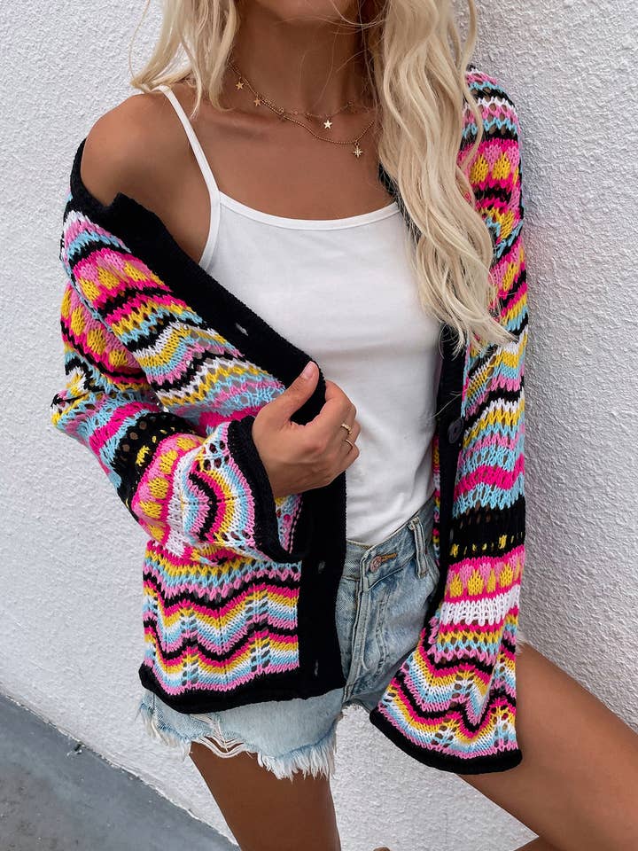 Rainbow Knitted Cardigan for wholesale by HIDDENBRAND