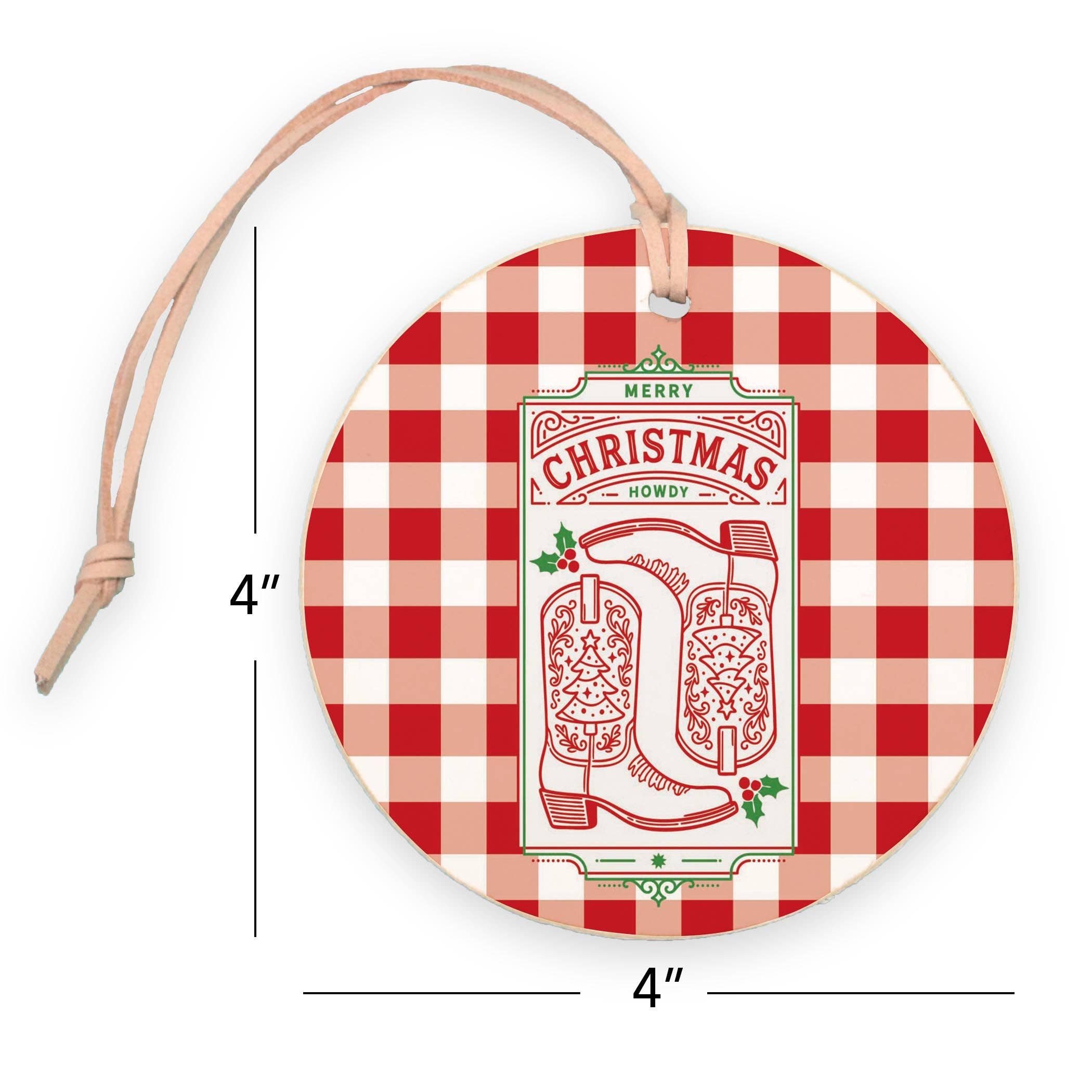 White 4" Round Ornament-Western Christmas for wholesale on Faire7