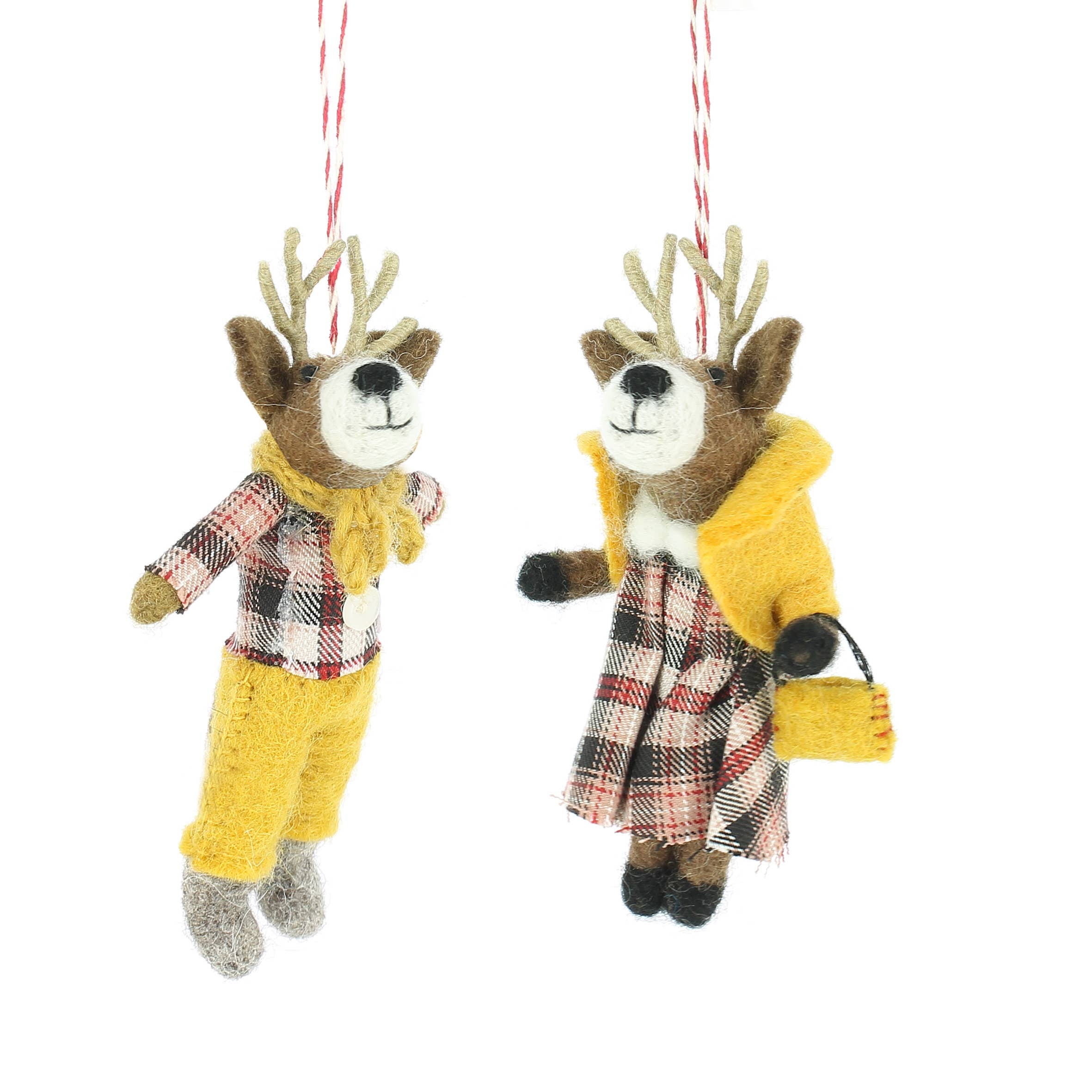 Fiona Walker England - Wholesale Christmas Decoration - Mr and Mrs Reindeer Hanging Decoration - 2 Designs0