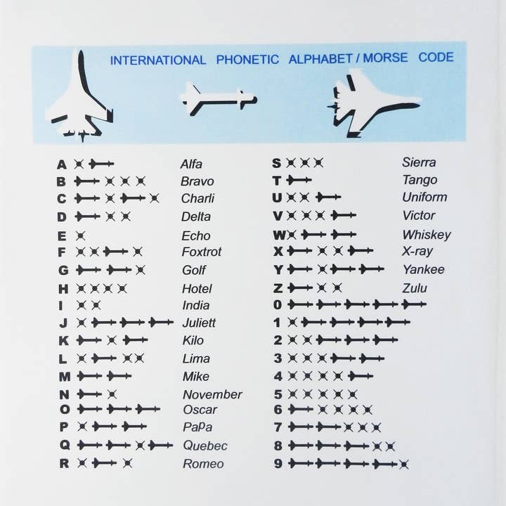 Half a Donkey - Wholesale Tea Towel - The Phonetic Alphabet and Morse Code Cotton Tea Towel