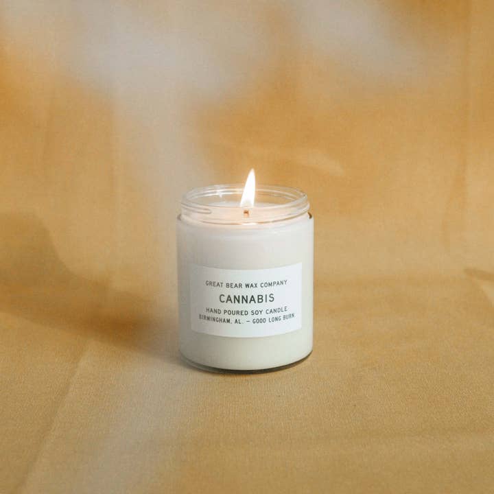 Cannabis Candle 6 oz for wholesale by Great Bear Wax Co.