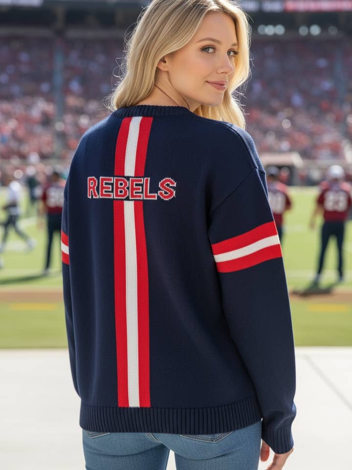 Ole Miss Long Sleeve – Navy Color Design for wholesale by Newport Knits