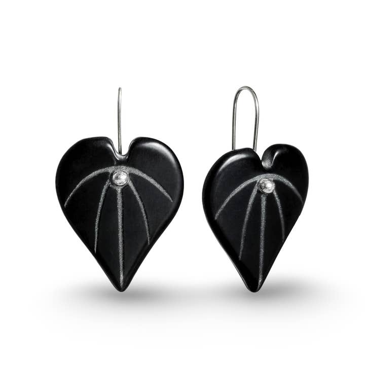 StoneArrow Jewellery - Wholesale Dangle earrings - Upcycled Glass Kawakawa Leaf Earrings1