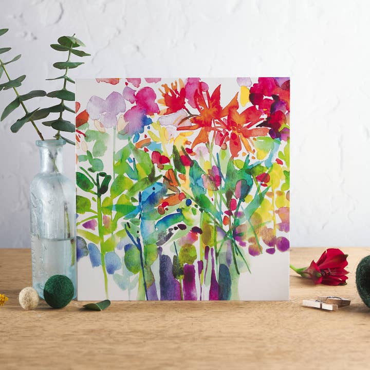 Dahlias Greetings Card for wholesale by Diana Fegredo Studio